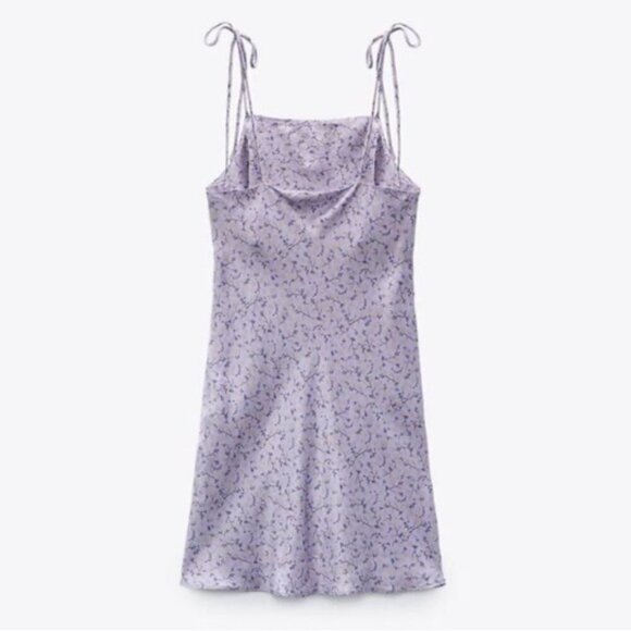 Zara Floral Satin Slip Mini Dress - Picture 6 of 10